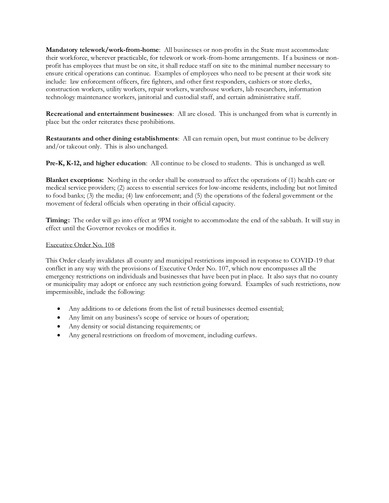 Summary of EO 107 and EO 108 for distro 2